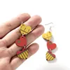 Boucles d'oreilles en peluche Triple en bois professeur de coeur en bois pour femmes souverain colorée pomme crayon papeterie école bijoux cadeaux en gros