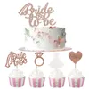 12/24pcs noiva para ser cupcakes de anel de diamante Decorações de bolo de chuveiro de noiva de casamento de diamante Bacharelte Rose Bachelorette Party Supplies