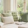 Nordic Cream White Green Pillow Covers Decorative Minimalist Texture Light Luxury Pillow Case Jacquard Living Room Pillowslip