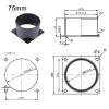 1PC 75/100/120 mm czarne złącze kołnierza ABS Kwadratowy dolny wlot powietrza prostego kołnierza i gniazdka odpowiednia do podłączania wentylatów