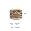 Bangle Amorcome Stars Handmade Stars Pattern Leather Wrap Bracelet Multilayer Big Metal Charm Bulbles Bulbles Boho Groca Magnética Presente de Jóias 24411