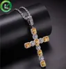 Iced Out Chains Hip Hop Jewelry Designer Necklace Style Charms Mens Cross Pendant Luxury Micro Paled CZ Diamond DJ Rapper Wedding1913371