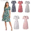 Basic Casual Dresses Casual Elastic Waist Boho Beach Dress Women Summer Dress 2021 Plus Size Floral Print Vintage Chiffon Midi Dress Vestido de Festa T240412