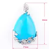 Anhänger Halsketten Blau türkisfarbener Stein Tränenformular -Blumenlegierung Metall Reiki Chakra Charm Amulett Frauen Mann Lucky Schmuck 5pcs TN3465