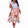 Женщины Самоан Полинезийская Плюмерия Цветочная печать подходит для брюк моды Тонкие худые кардиганные брюки Две куски одежда костюма8730409