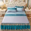 3 pezzi Luxury Royal Letting Dispretto Cool a doppio strato Gonna in lavatrice in lavatrice con fascia elastica per letto King size