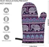 2 PC Set Oven Mitts Tribal Ethnique Elephant Mandala Elephant Baking Glove For Cooking Bbq Four Gants Kitchen Gants Gants For