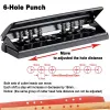 Punch Heavy Duty Adjustable Metal 6 Hole Punch Handheld Loose Leaf Paper Puncher DIY Notebook Scrapbook Diary Office Binding Supplies