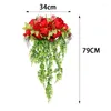 Decorative Flowers Rose Peony Artificial Vine Persian Fern Leaves Hanging Fake Plant Wedding Christmas Garland Home Room Door Decoration