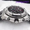 Lastest AP Wrist Watch Royal Oak Offshore Series 42mm Calendar Timing Red Devil Vampire Automatic Mechanical Steel Watch Steel 26470ST.OO.A101CR.01 Black Disc