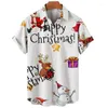 Męskie koszulki Wesołych Świąt Grafika dla mężczyzn odzież Zabawny piernik Man 3D Printed Lapel Bluzka Xmas Santa Claus Prezenty Y2K Tops