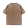 230г хлопковое ретро -футболка с капельными рукавами для мужчин женщины винтажные шортлев T Рубашки с твердым цветом Hip Hop Loak Tees 240402