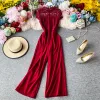 Vestidos nepolate renda de retalhos de retalhos de macacões mulheres chique o pescoço de manga curta feminina playsyits elegante cintura fina de perna larga bodysuit de praia 1d800