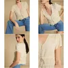 Dames blouses shirts dames shirt 2023 lente/zomer geborduurde knoopband riem korte mouw casual top drop levering kleding kleding dha6f