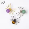 1 pc natuurlijke amethist bol kristal dier spider vorm Halloween kristallen bol polijsten ambachten metaal diy decoratieve ornamenten