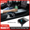 Dining Tray for Tesla Model 3/Y 2023 Center Console Drink Food Table Desk Plate Board with Silicone Mat Organizer Holder Storage