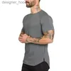 Erkek Hoodies Sweatshirts Marka Giyim Giyim Fitness Tişört Tişört Moda Uzatma Hip Hop Yaz Kısa Kollu T-Shirt Pamuk Fitness Scle Tshirt Erkekler C240412