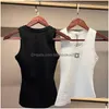 Kvinnors stickor Tees Croped Top T Shirts Women Tank Designer Embroidery Vest Sleeveless Breattable Sticked Plover Womens Sport Tops D Dhjxi