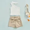 Shorts Mababy 6m4y Toddler Kid Baby Girls Vêtements Set One épaule Tops Bow Shorts Fashion Summer Tenues D01