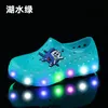 sandals kids slides slippers beach LED lights shoes buckle outdoors sneakers size 19-30 z2sY#