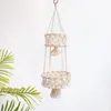 Tapisses ciléclées corde en coton macrame tissé macrame tapisserie de rangement de poche nette mur de poche panier des plantes de porte étagère décor