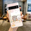 Peach och Goma Cat Phone Case Cover för Google Pixel 8 7 6 5 4 4XL SUCKSUST SILICONE 7A 6A 5A 4A 3A 3AXLPRO TRANSPARENT SCAL