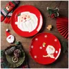Пластины рождественская вечеринка керамическая посуда Санта -Клаус Стокины для кухни для поставки роста