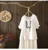 Boho Floral Prairie Peasant Blue Women Pullover Ethnic Bohemian White Gypsy Overized Shirts Tops With Tassels 240412