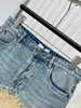 2024 Designer New Wash Blue Pocket Pocket Furt Women Button Up Mini jupe droite jupe pour femmes