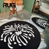 Rugwake Black Night Fireworks Tapis Tendy Round Plux Rug Gift décorer