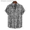 Casual shirts voor heren Leopard Haiian Sexy Flower Camisa Slim Fit Korte rok Party Beach Casual Mens Wear Retro C240412