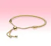 Bracelet à chaîne plaquée en or jaune Bracelet Chaîne à main Taille réglable pour 925 Bracelets en charmes en argent avec Box6500475 d'origine