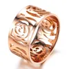 Brand Desgin Luxury Jewelry New Arrival Top Selling Stainless Steel Rose Gold Party Hollow Camellia Women Wedding Band Ring For Lo6724325