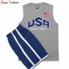 Shorts Hipjazer Men Fanart USA Style Basketball Jerseys Set Sport Tops Training Uniform med Shorts Top Quality