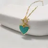 Fuwo en gros de Neckace Amazonite naturel, pierre en forme de cœur avec 17 "/ 22" Golden Stick Ot Chain Bijoux NC476 5 pièces / lot