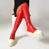 Bottes 2024 Plateforme Knee High Fashion Talons plats épaisses Sole des femmes roses sur le