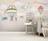 Wallpapers Carton Air Balloon Airplane Wall Mural For Kids Room Paper Roll Hand Painting Murals Contact 3D