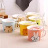 Mugs Lovely Cartoon Ceramic Breakfast Milk Cup Noodles Oatmeal Bowl 500ml Big Volume With Saucer Spoon Coffee Mug