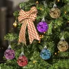 Boules décoratives de Noël Bautes texturées tissées colorées pour ornements d'arbre pendentif 2024 Nouvel An Home Party Decor Supplies