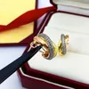 luxury gold ring wed rings designer for woman 925 3 ringe hemp rope Cubic Zirconia Bohemian 18K Gold Plated Double T Luxury Jewelry key engagement White Original Logo