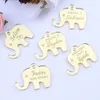 Supplência de festa 50 PCs PCs Elefante personalizado Tag tag gravado espelho acrílico Barra de chocolate Nome do chá de bebê Presente personalizado