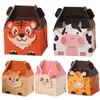 Present Wrap 10st Cartoon Animal Cake Box Portable Hanging Candy Cookies Dessert Packaging Boxar Barn födelsedagstillbehör