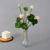 Flores decorativas Simulação artificial Mini Lotus de seda 4 cores Decoração de plantas verdes para casa El Garden Table Decor Fake