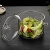 Verres à vin Double Oreau Bol Verre avec couvercle Borosilicate résistant à la chaleur Salade nordique Répartie maison