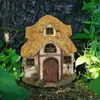 Tuindecoraties Kleurrijke miniatuur Fairy elf Door 10 cm Yard Art Sculpture Tale ornament houten poppenhuis micro landschap