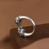 Cabeças retro retro de prata Real anel de besta divina para homem mulher S925 Sterling Lion Heads Rings Fine Jewelry240412