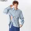 Chemises décontractées pour hommes Incerun irrégulier de couleur unpel à manches longues à manches longues Streetwear Men Vêtements 2024 Fashion Camisas S-5XL