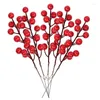 Fleurs décoratives Simulation de Noël Berry 14 Berries Fleur artificielle Fruit de cerise Plantes Party Decoration DIY CADEAU