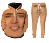 Ensembles de deux pièces hommes femmes de survêtement décontractées 3D Impression du géant soufflé le visage de Nicolas Cage Fashion Hoodies HoodedPants Swe8959579