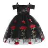 Filles robes enfants princesse rose brodée robe en mailles fleur de fleur de gilet imprimé jupe de performance jupe satin pour tout-petit dot robe une pièce taille de robe b0rw #